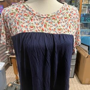 Flower top with navy bottom